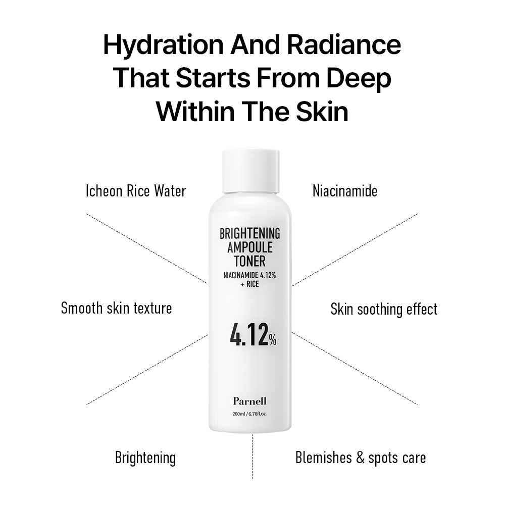 [Parnell Chính hãng] Toner gạo Niacinamide 4.12% dưỡng trắng da, hỗ trợ mờ thâm mụn, dưỡng sáng da Parnell Niacinamide 4.12 Rice Serum Toner 200ml