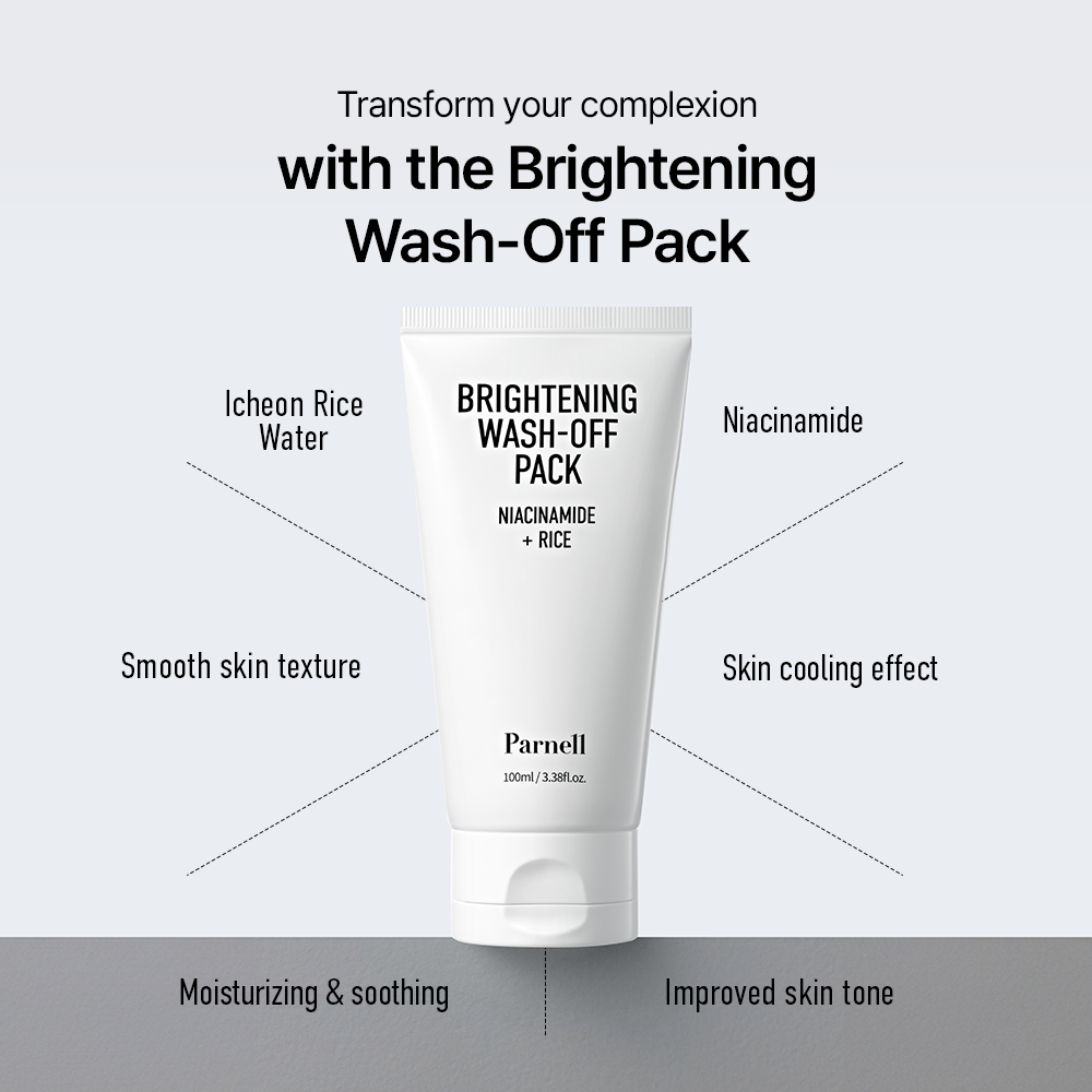 [Parnell Chính hãng] Mặt nạ rửa trôi gạo Niacinamide dưỡng trắng, cải thiện độ đàn hồi da, làm sáng da Parnell Niacinamide Rice Brightening Wash Off Mask 100ml