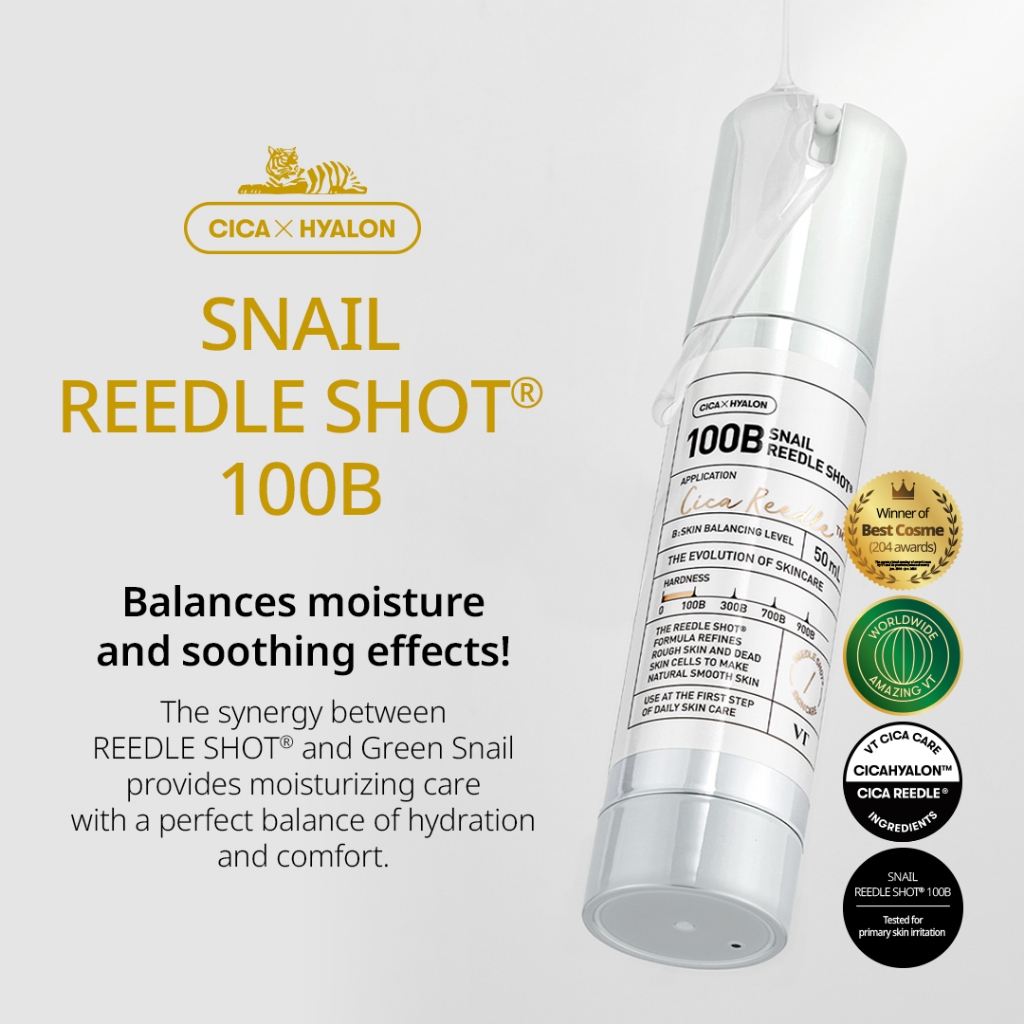 [VT] Snail Reedle Shot 100B Ốc Xanh Musin 21%, Cân bằng dầu nước, Chăm sóc dịu nhẹ [Flagship chính thức]