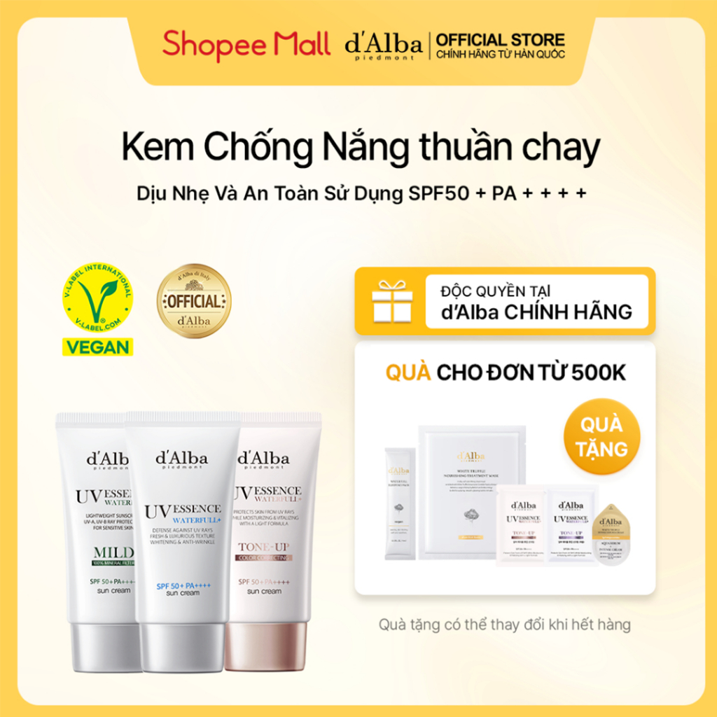 Ảnh Kem Chống Nắng thuần chay d'Alba 50ml (SPF50 + PA + + + +) Dịu Nhẹ Và An Toàn Sử Dụng 1
