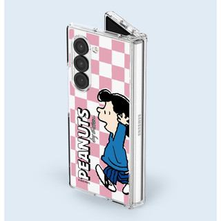 Peanuts Snoopy - ốp lưng cứng họa tiết bàn cờ trong suốt bảo vệ bản lề cho z fold 6 5 4 / chính thức