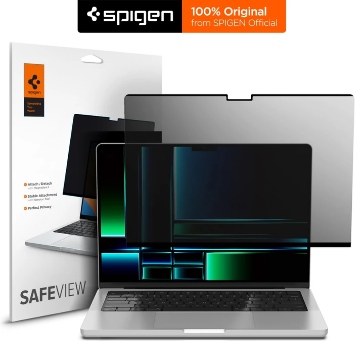 Set 1 Kính Cường Lực MacBook Pro 14" (M5 M4 M3 M2 M1) Air 15" Air 13" (M5 M4 M3 M2) Safe View Spigen - Bảo Vệ Màn Hình Macbook