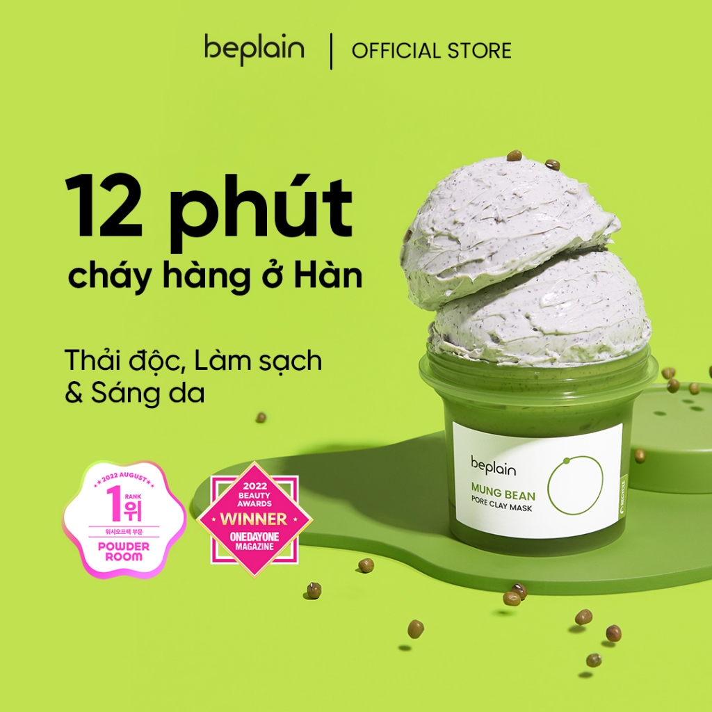 Ảnh Mặt nạ đất sét BEPLAIN 120ml chiết suất đậu xanh  & Kem dưỡng Peptide Đậu Xanh 60ml 1
