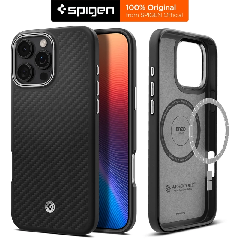 Ốp Lưng iPhone 16 Pro Max 16 Pro 15 Pro Max 15 Pro Enzo Aramid Spigen - Hoạ Tiết Vân Carbon Cao Cấp — ảnh 1