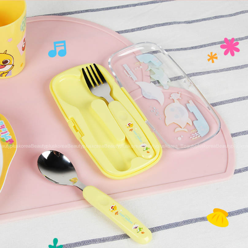 [Hồng] Bộ thìa & nĩa cho bé bằng thép không gỉ 304