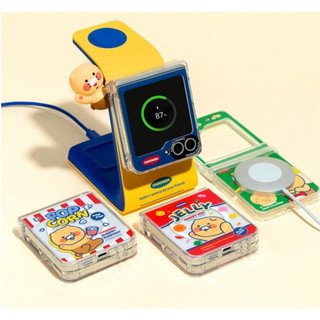 Kakao Friends - Vỏ bọc bản lề trong suốt chủ đề ăn nhẹ từ tính cho galaxy z flip 6 choonsik cứng