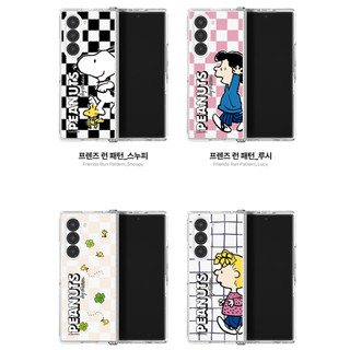 Peanuts Snoopy - ốp lưng cứng họa tiết bàn cờ trong suốt bảo vệ bản lề cho z fold 6 5 4 / chính thức