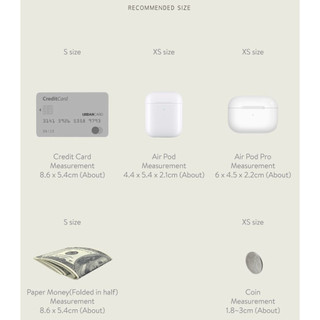 Aeiu - túi đựng chìa khóa (S / XS) tương thích cho airpod pro nụ thẻ carabinar tiền xu