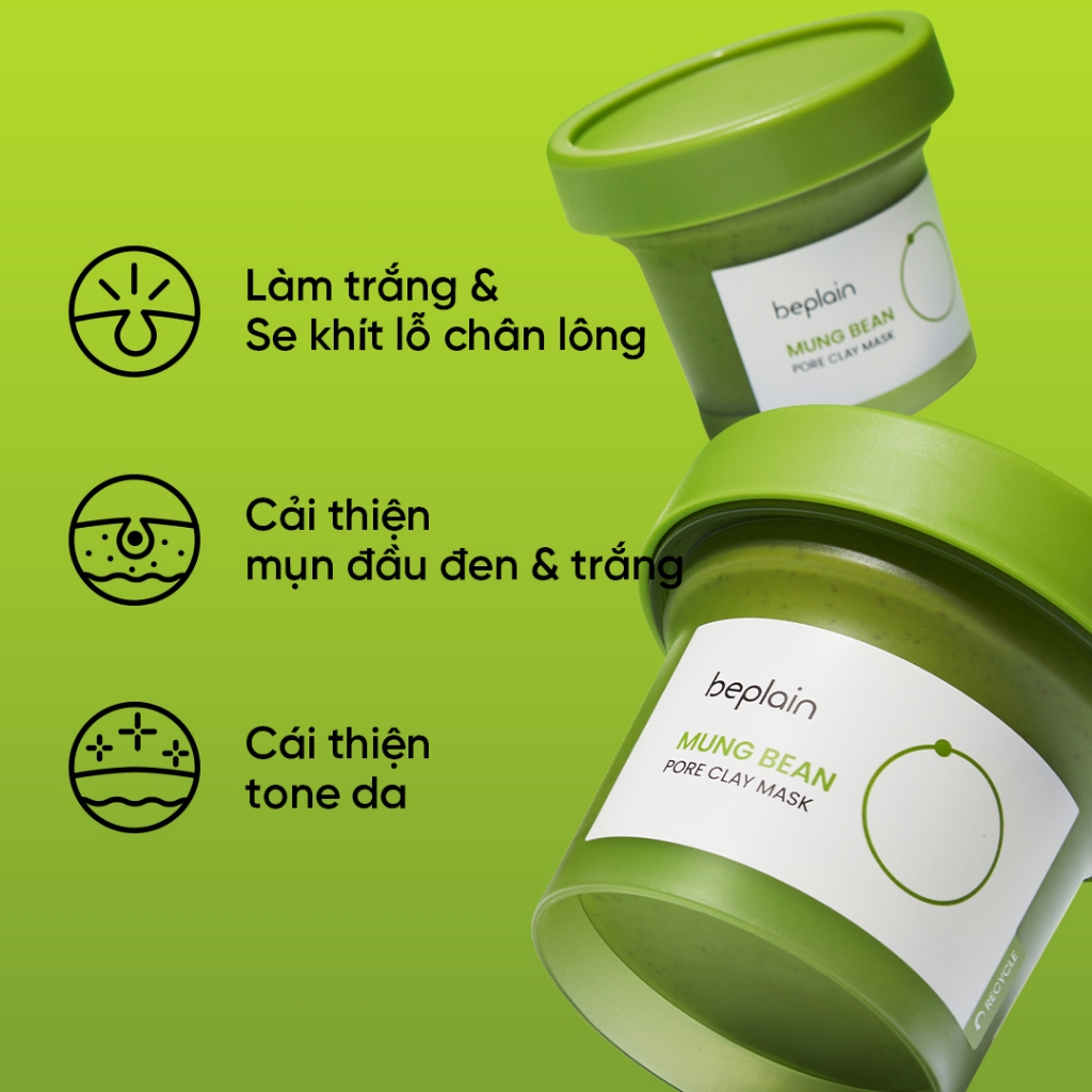 Ảnh Mặt nạ đất sét BEPLAIN 120ml chiết suất đậu xanh  & Kem dưỡng Peptide Đậu Xanh 60ml 2