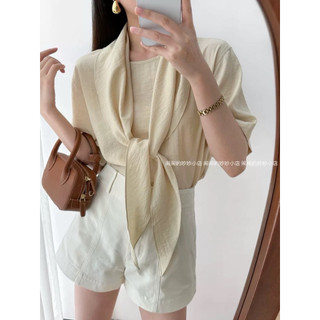 𝙔𝙄 𝙏𝙊𝙋 - Áo Linen Buộc Khăn