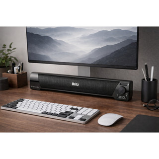 Loa Soundbar để bàn Britz BA-R9 | Thanh âm thanh màn hình 2.0CH 6W để thiết lập bàn làm việc