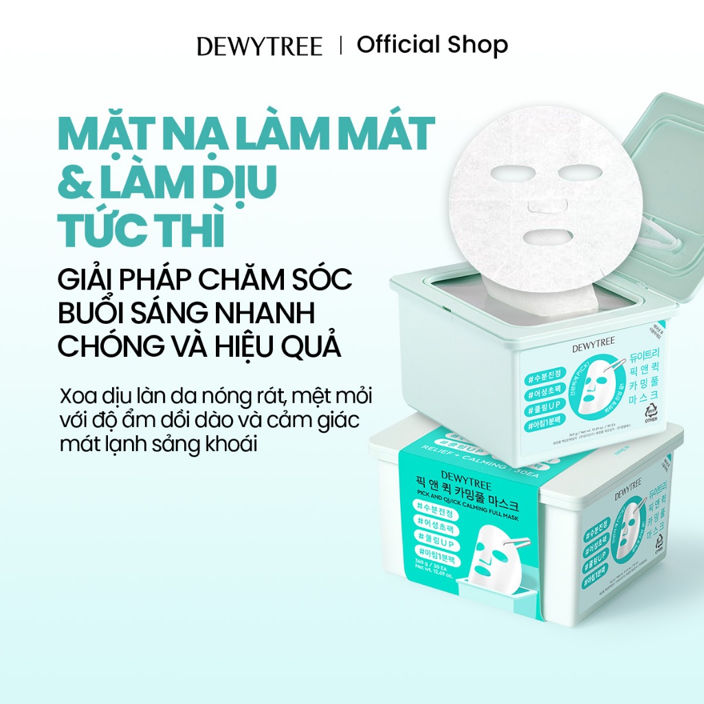 [DEWYTREE] Mặt Nạ Làm Dịu Và Phục Hồi Da Pick & Quick 30 Miếng