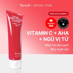Sữa rửa mặt ngũ vị tử AHA tẩy tế bào chết, hỗ trợ giảm mụn đầu đen, làm sáng da Parnell Aha Omija Ceramic Bubble Peeling Cleanser 180ml