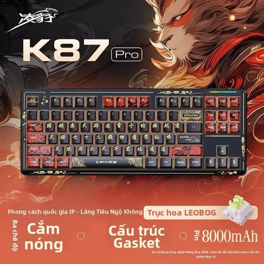 [Hoả Tốc] Bàn Phím Cơ Lingbao K87/K87 Pro Hot Swap 3 Mode | Gasket | Pin 10000mAh | RGB Cao Cấp | BigBuy360 - bigbuy360.vn