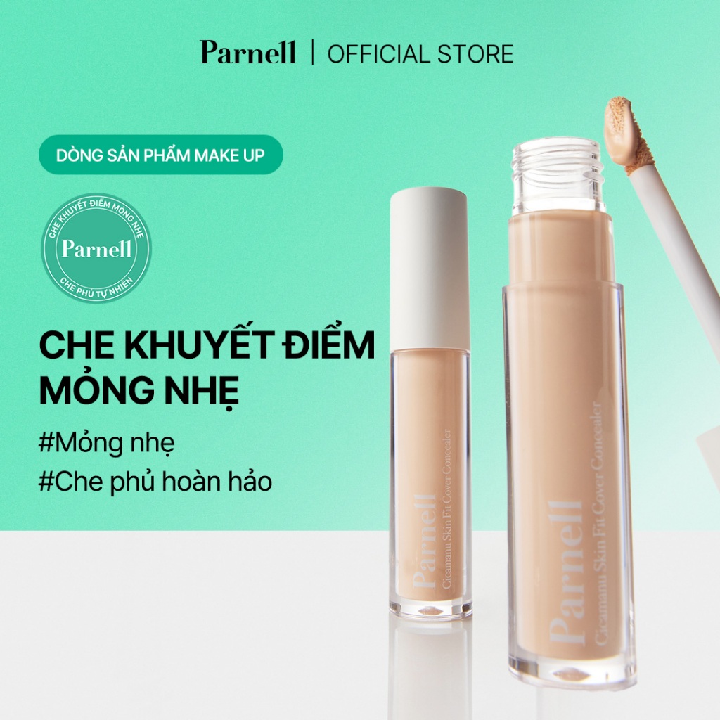[Parnell Chính hãng] Kem che khuyết điểm chiết xuất rau má mật ong mỏng nhẹ dễ tán, lâu trôi, nền đẹp như da tự nhiên Parnell Cicamanu Skin Fit Cover Concealer 5g