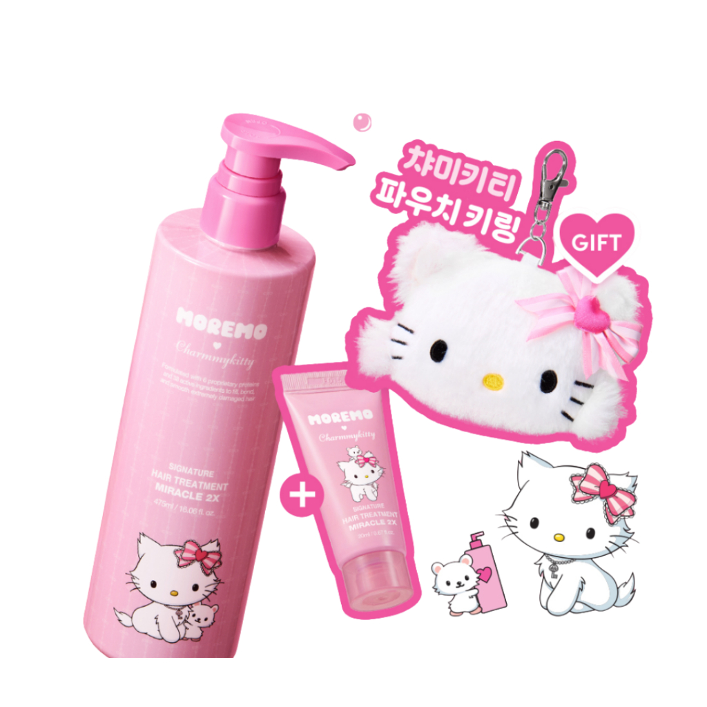 [MOREMO] Charmy Kitty Miracle 2X Hair Treatment 475ml + 20ml x2 + Bag Charm Gift Set Repair Damage