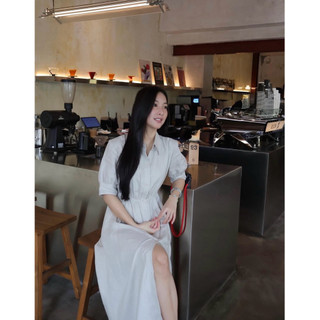 𝙍𝙄𝙉 𝘿𝙍𝙀𝙎𝙎 - Đầm Linen Sơ Mi Tay Lửng