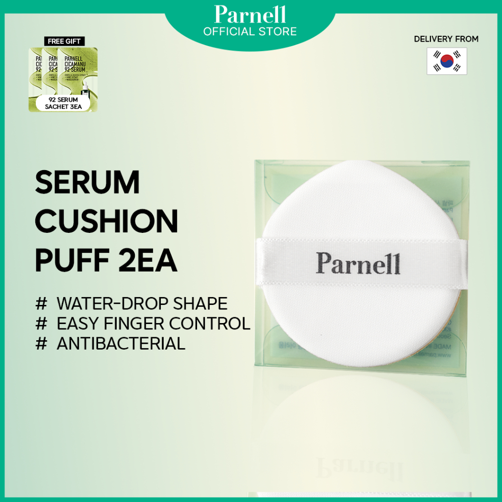 [KHÔNG BÁN / PARNELL Official] Cicamanu Serum Cushion Puff (2 chiếc), Mềm & Độ đàn hồi cao, Hỗn hợp mịn màng cho miếng bọt biển trang điểm đế không móng vuốt