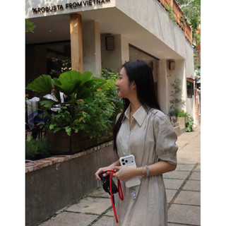 𝙍𝙄𝙉 𝘿𝙍𝙀𝙎𝙎 - Đầm Linen Sơ Mi Tay Lửng