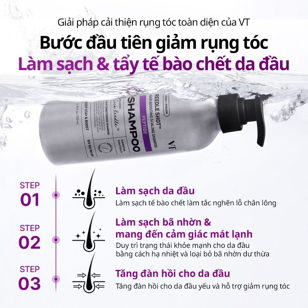 [VT] Dầu gội tăng cường tóc Reedle Shot Peptide 500ml CICA REEDLE X Peptide Chăm sóc rụng tóc Làm sạch da đầu & tẩy tế bào chết [Trung tâm mua sắm chính thức]