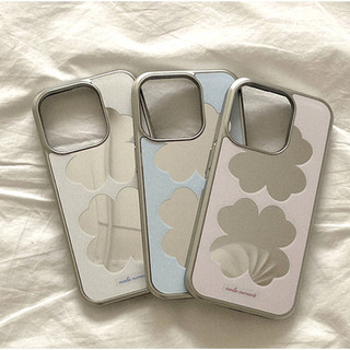 Mademoment - ốp lưng gương bạc pastel clover tương thích cho iphone galaxy