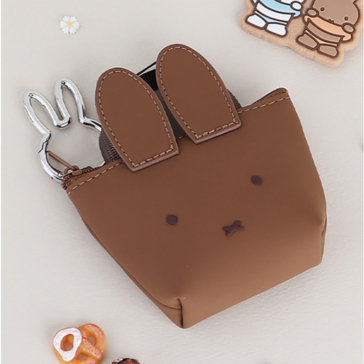 [MIFFY] Túi da Mini Móc khóa Túi bạc / trắng / nâu quyến rũ và đựng tiền xu