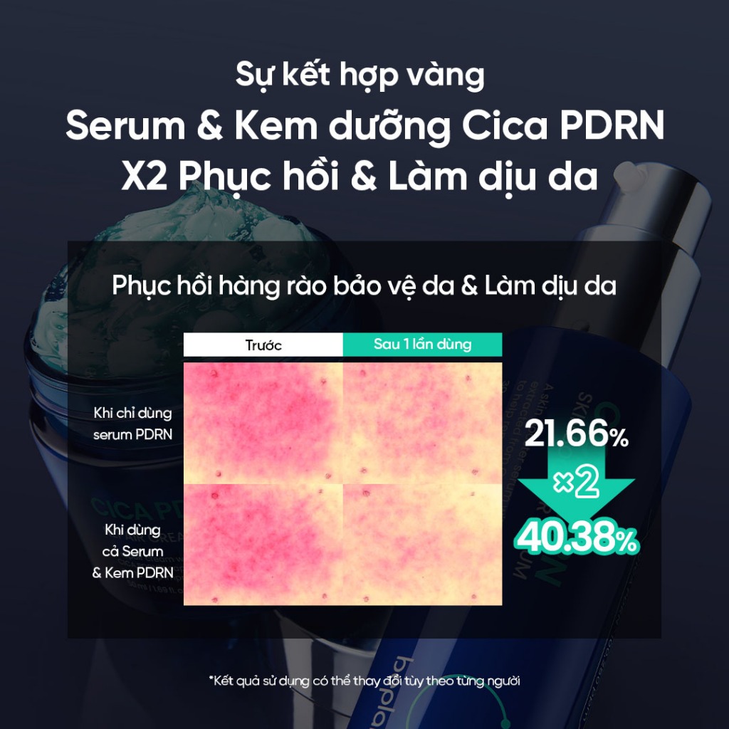 [Beplain Chính Hãng] [Combo độc quyền] Kem dưỡng BEPLAIN PDRN Rau Má đàn hồi & trẻ hóa làn da, cấp ẩm & căng bóng Cica PDRN 50ml & Serum 30ml