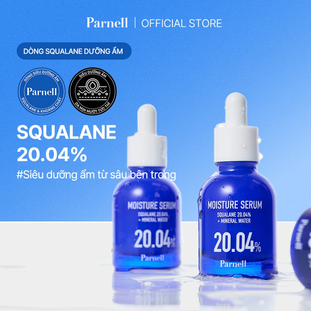 [Parnell Chính hãng] Tinh chất Squalane 20.04%, khoáng chất siêu dưỡng ẩm, chăm sóc hàng rào bảo vệ da, da mịn mướt Parnell Squalane 20.04 Mineral Water Moisture Serum 30ml