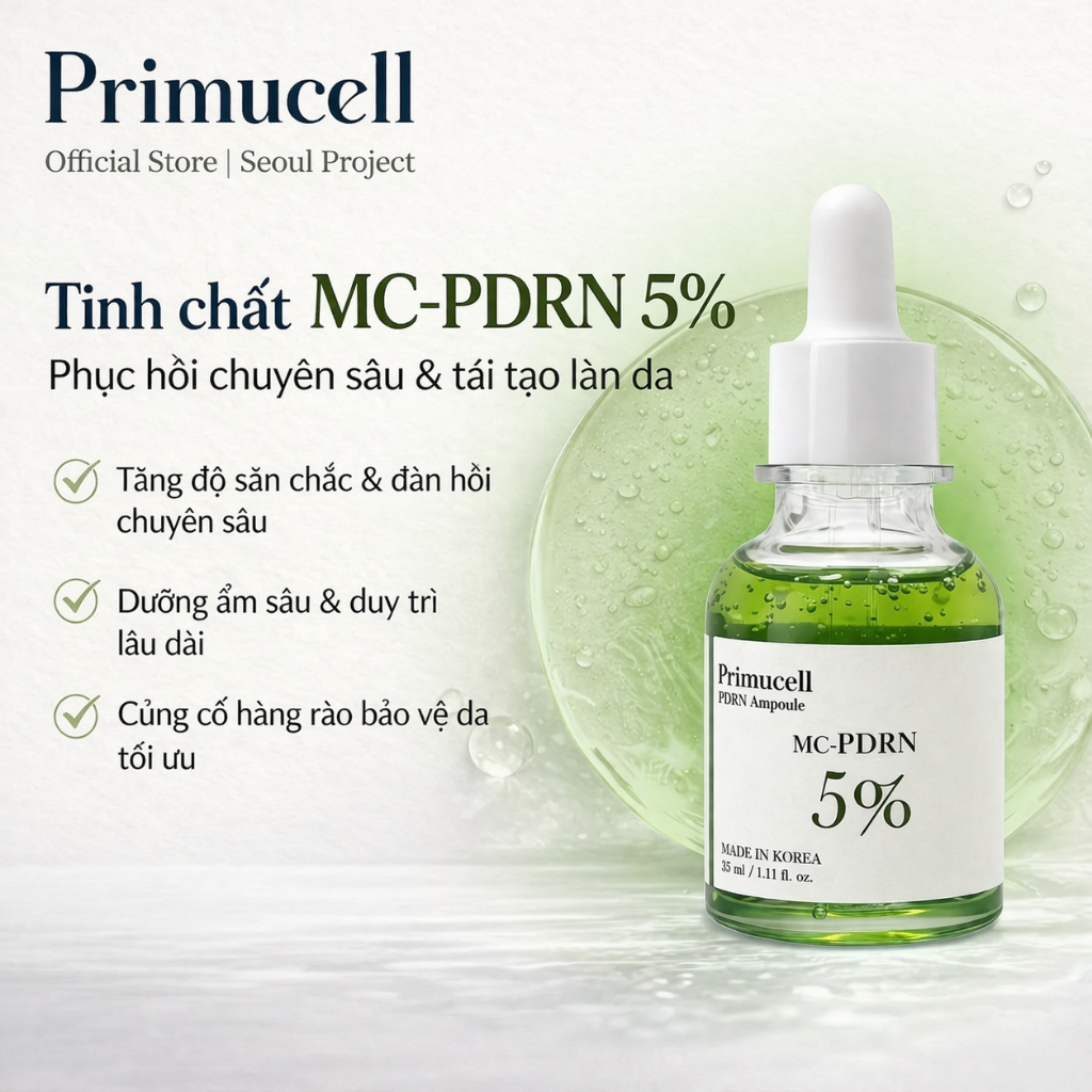 [PRIMUCELL] Tinh Chất MC-PDRN 5% 33ml | Ampoule PDRN + Peptide Săn Chắc, Căng Bóng & Rạng Rỡ Da