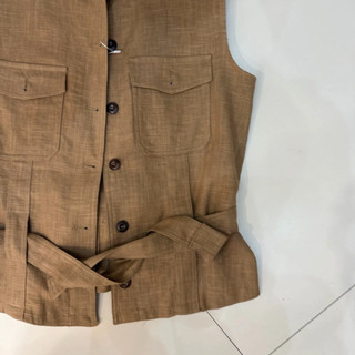 𝙎𝘼𝙇𝙇𝙔 𝙏𝙊𝙋 - Áo Linen Cổ Trụ Kèm Dây Cột