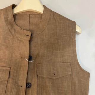 𝙎𝘼𝙇𝙇𝙔 𝙏𝙊𝙋 - Áo Linen Cổ Trụ Kèm Dây Cột