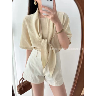 𝙔𝙄 𝙏𝙊𝙋 - Áo Linen Buộc Khăn