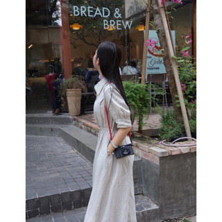 𝙍𝙄𝙉 𝘿𝙍𝙀𝙎𝙎 - Đầm Linen Sơ Mi Tay Lửng
