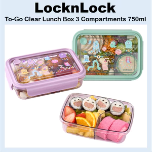 Hộp cơm trưa trong suốt To-Go 3 ngăn 750ml (LCB501)