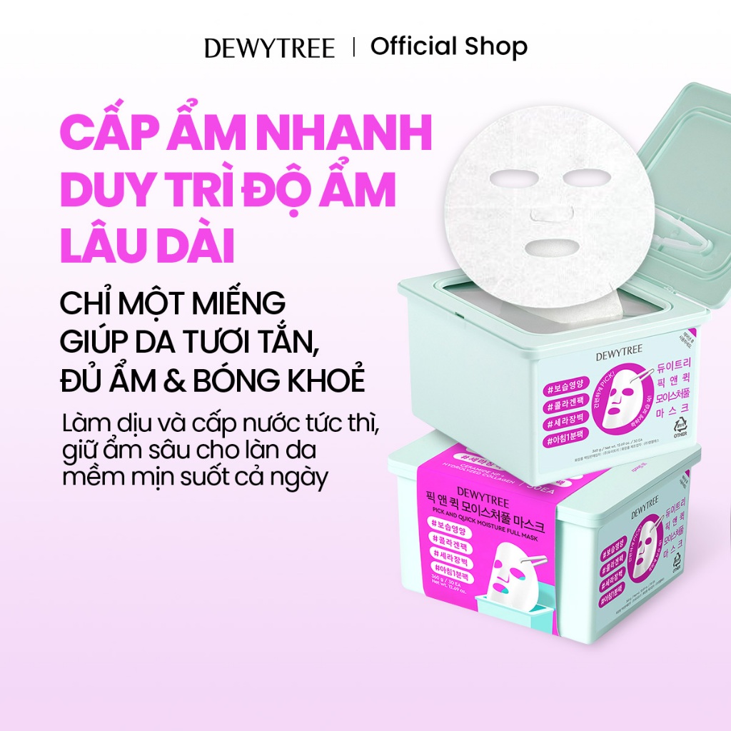 [DEWYTREE] Mặt Nạ Cấp Ẩm Chuyên sâu Pick & Quick 30 Miếng