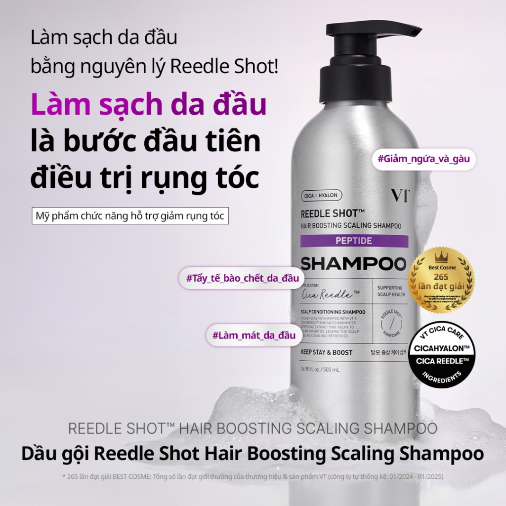 [VT] Dầu gội tăng cường tóc Reedle Shot Peptide 500ml CICA REEDLE X Peptide Chăm sóc rụng tóc Làm sạch da đầu & tẩy tế bào chết [Trung tâm mua sắm chính thức]