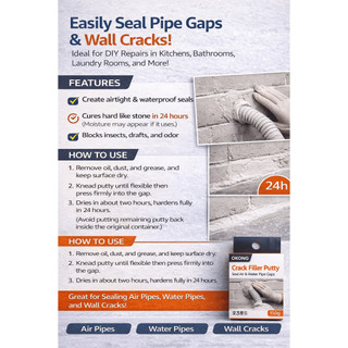 OKONG Gap Filler Putty 150g Ống Lỗ Niêm Phong Tường Crack Filler Điều Hòa Không Khí Ống Sealant DIY Sửa Chữa Putty Sản Xuất Tại Hàn Quốc