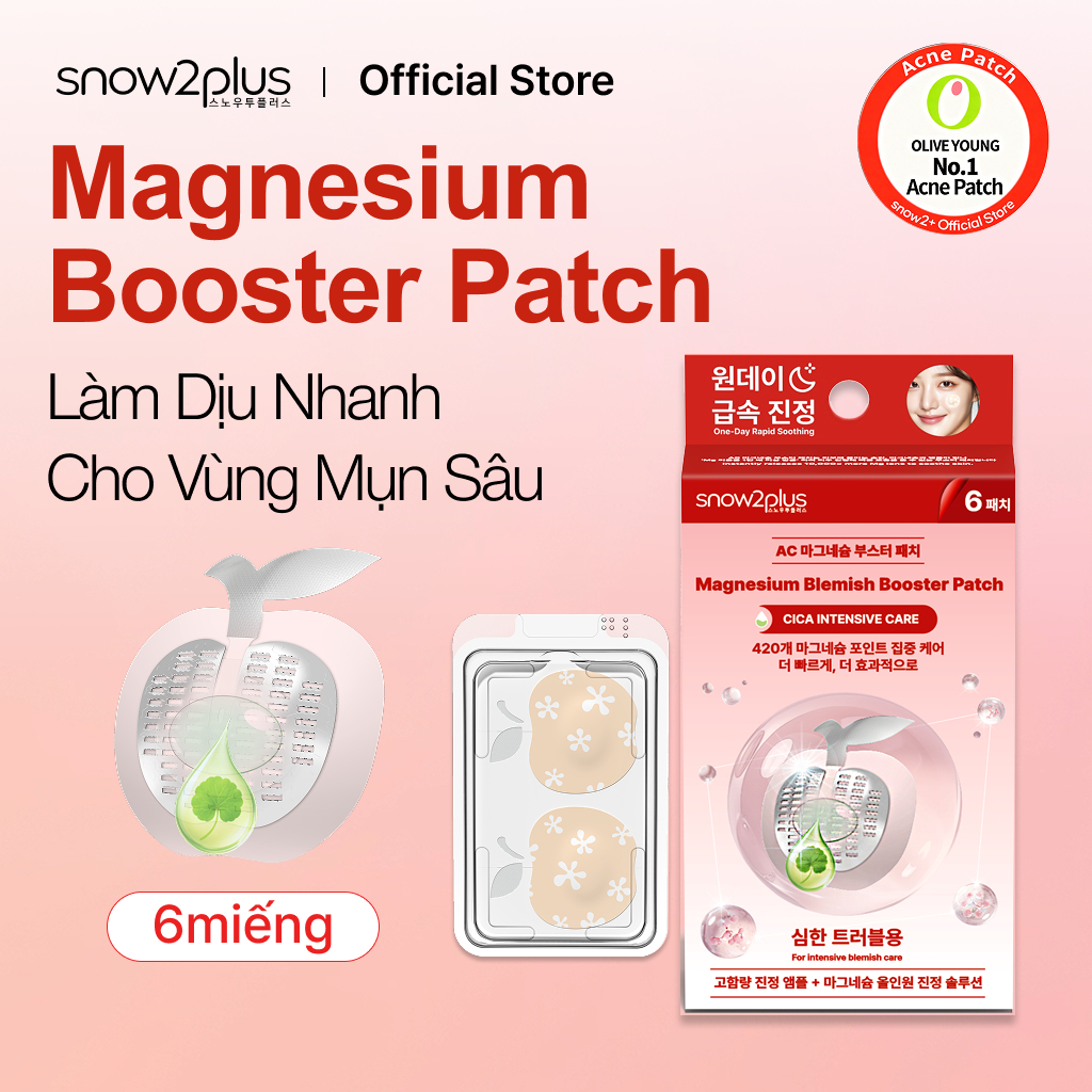 [Snow2plus CHÍNH THỨC] Miếng dán tăng áp AC Magiê | Miếng dán Ampoule Micro-Needle hình Apple để chăm sóc người khuyết tật chuyên sâu | Ampoule sâu Cica | Miếng dán điểm qua đêm