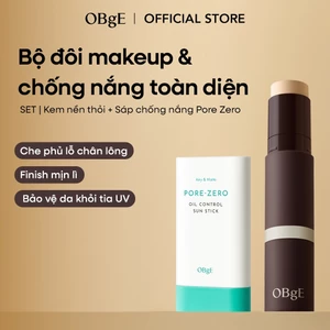 Combo Kem Nền Thỏi OBgE Natural Cover 13g Và Sáp Chống Nắng OBgE Pore Zero 18g SPF50+ PA++++ Che Phủ Tự Nhiên Kiểm Soát Dầu