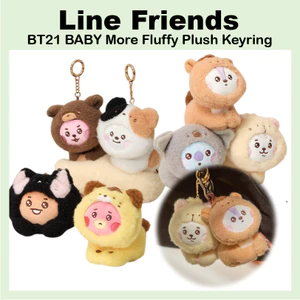 BT21 BABY More Fluffy Plush Keyring & Bag Charm SHOOKY MANG CHIMMY
