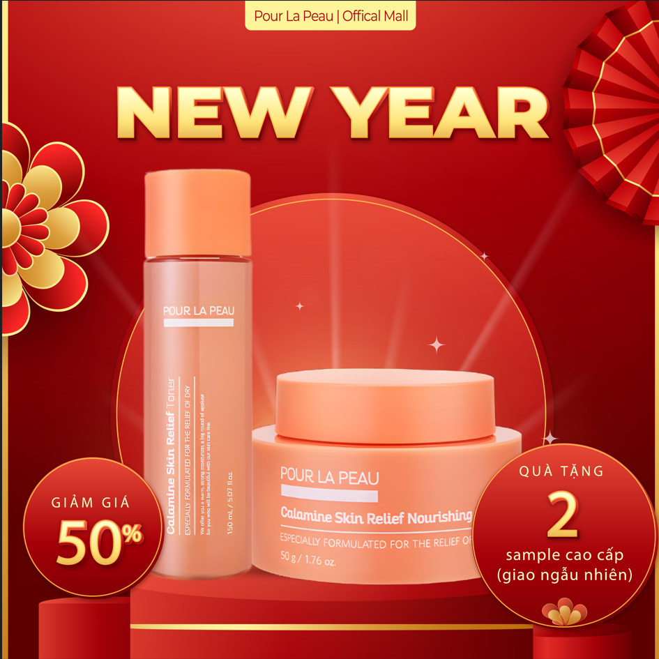 Pour LA PEAU Calamine Skin Relief Toner 150ml 1ea & Calamine Skin Relief Nourishing Cream 50ml 1ea