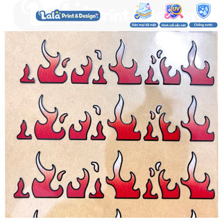 Decal UV DTF Tem Lửa san hô 12,5cm nhiều màu trang trí thân Xe Máy, Dán xe Điện, Dán Nón bảo hiểm Chống Nước, bền màu