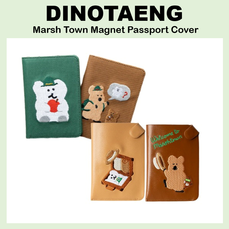 [DINOTAENG] Vỏ hộ chiếu nam châm Dino taeng Marsh Town 2Type / Quokka & BOBOBO