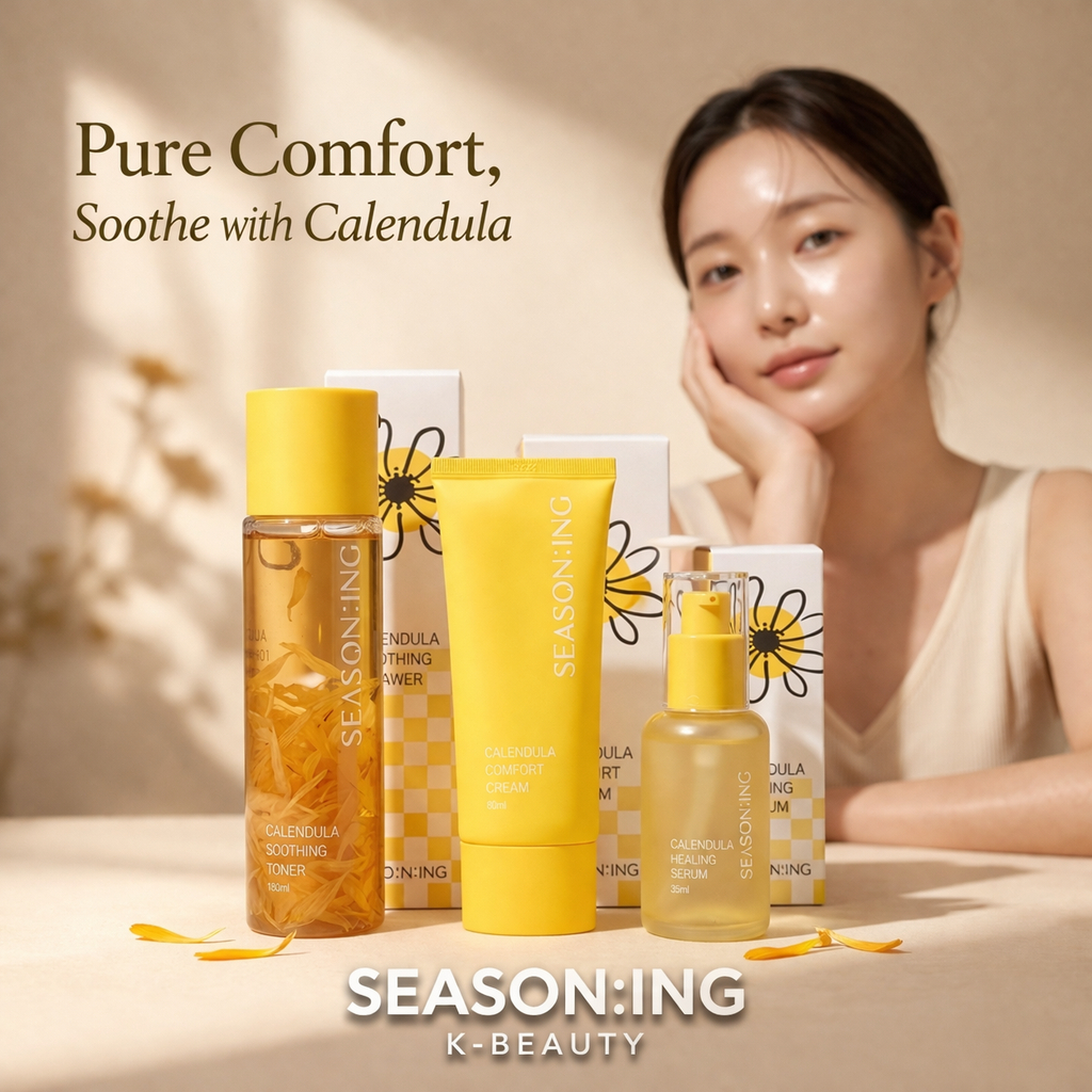Calendula Toner | SEASON:ING Nước Hoa Cúc 180ml | Real Calendula Flower Hyaluronic Acid K-Beauty