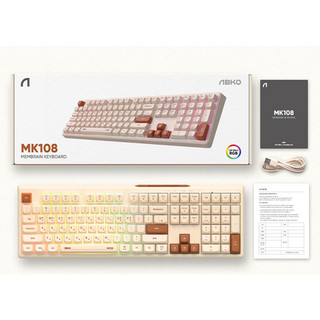 Bàn phím có dây USB kích thước đầy đủ ABKO MK108 dành cho văn phòng & chơi game, Membran yên tĩnh