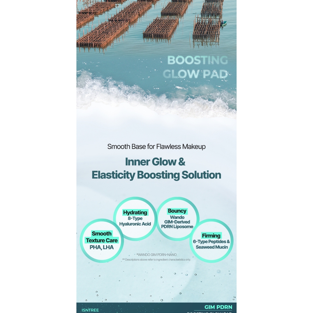 ISNTREE Toner pad làm mát và dịu da Gim PDRN BOOSTING GLOW PAD (70 miếng)