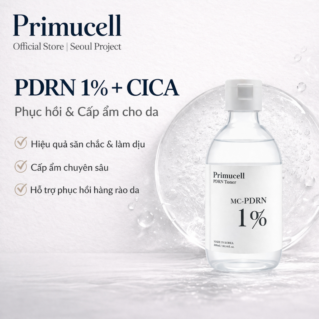 [PRIMUCELL] Nước Hoa Hồng MC-PDRN 1% 200ml | Toner PDRN + Cica Làm Dịu, Cấp Ẩm, Phục Hồi Hàng Rào Da
