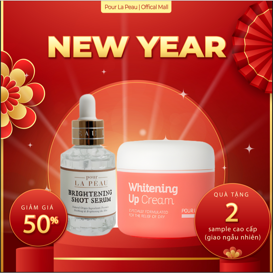 POUR LA PEAU Brightening Shot Serum 30ml / 1ea & POUR LA PEAU Whitening Up Cream 50ml /1ea