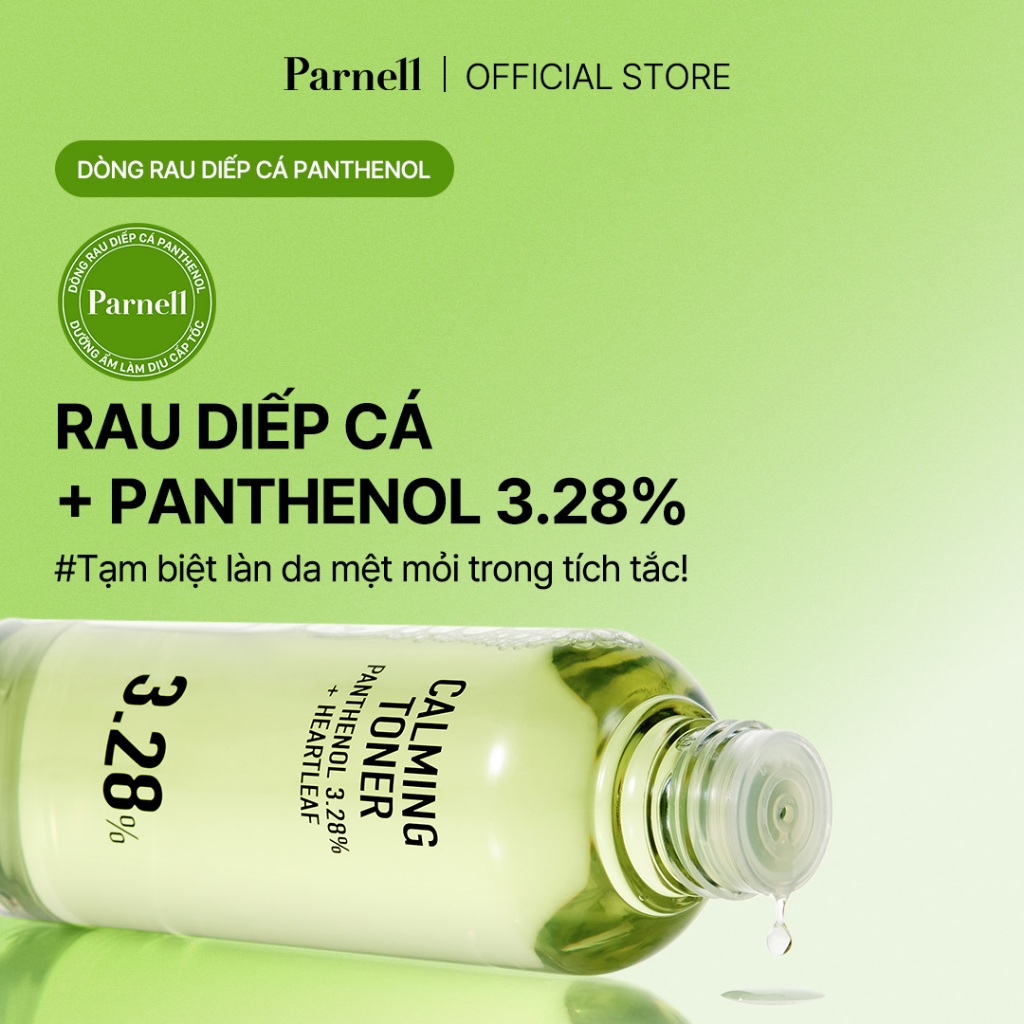 [Parnell Chính hãng] Toner rau diếp cá Panthenol 3.28%, Provitamin B5 làm dịu, cải thiện da Parnell Panthenol 3.28 Heartleaf Calming Toner 200ml