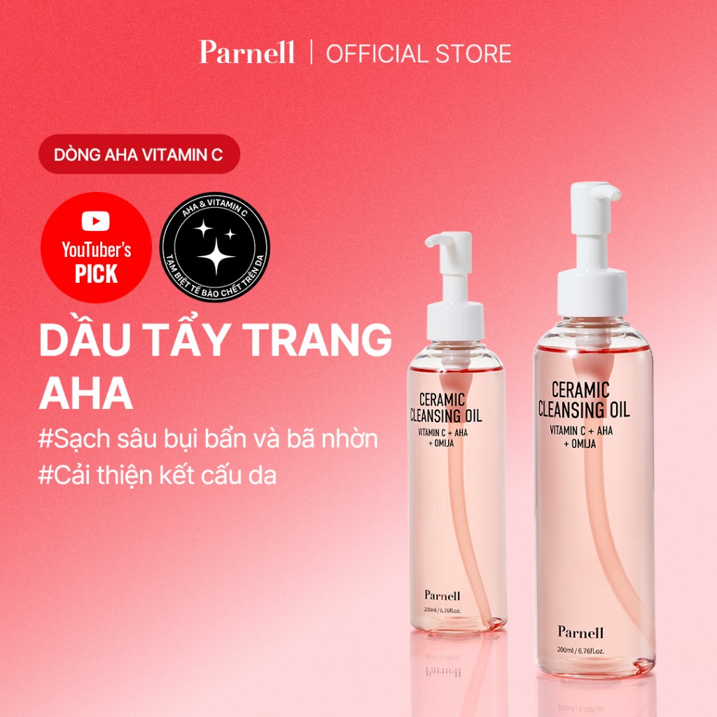 [Parnell Chính hãng] Dầu tẩy trang ngũ vị tử AHA tẩy tế bào chết, làm sạch sâu, hỗ trợ giảm mụn đầu đen Parnell Aha Omija Ceramic Cleansing Oil 200ml